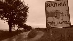 Sign for Sarria on El Camino Santiago